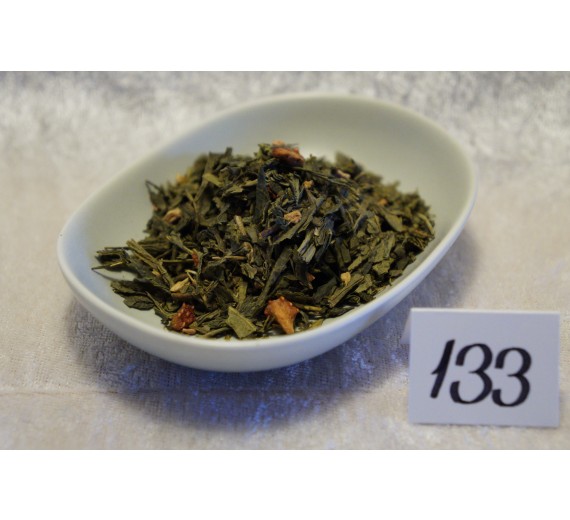 nr. 133 GRØN SENCHA THE M/ RABARBER & JORDBÆR 250g